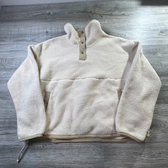 The North Face Tops - The North Face Pullover Womens XL Cream Dunraven Sherpa Fleece Snap quarter J99